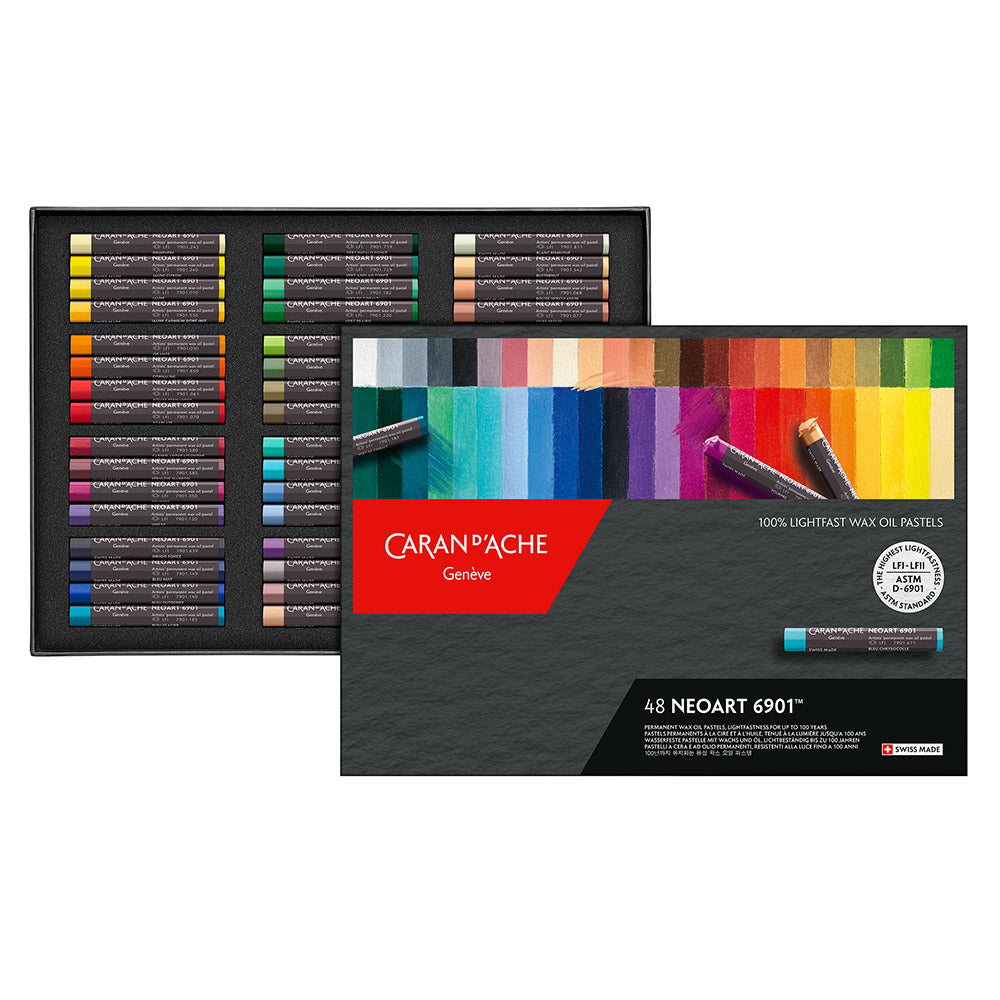 Caran d'Ache Neoart 6901 Professional Water Resistant Wax Oil Pastels Box of 48