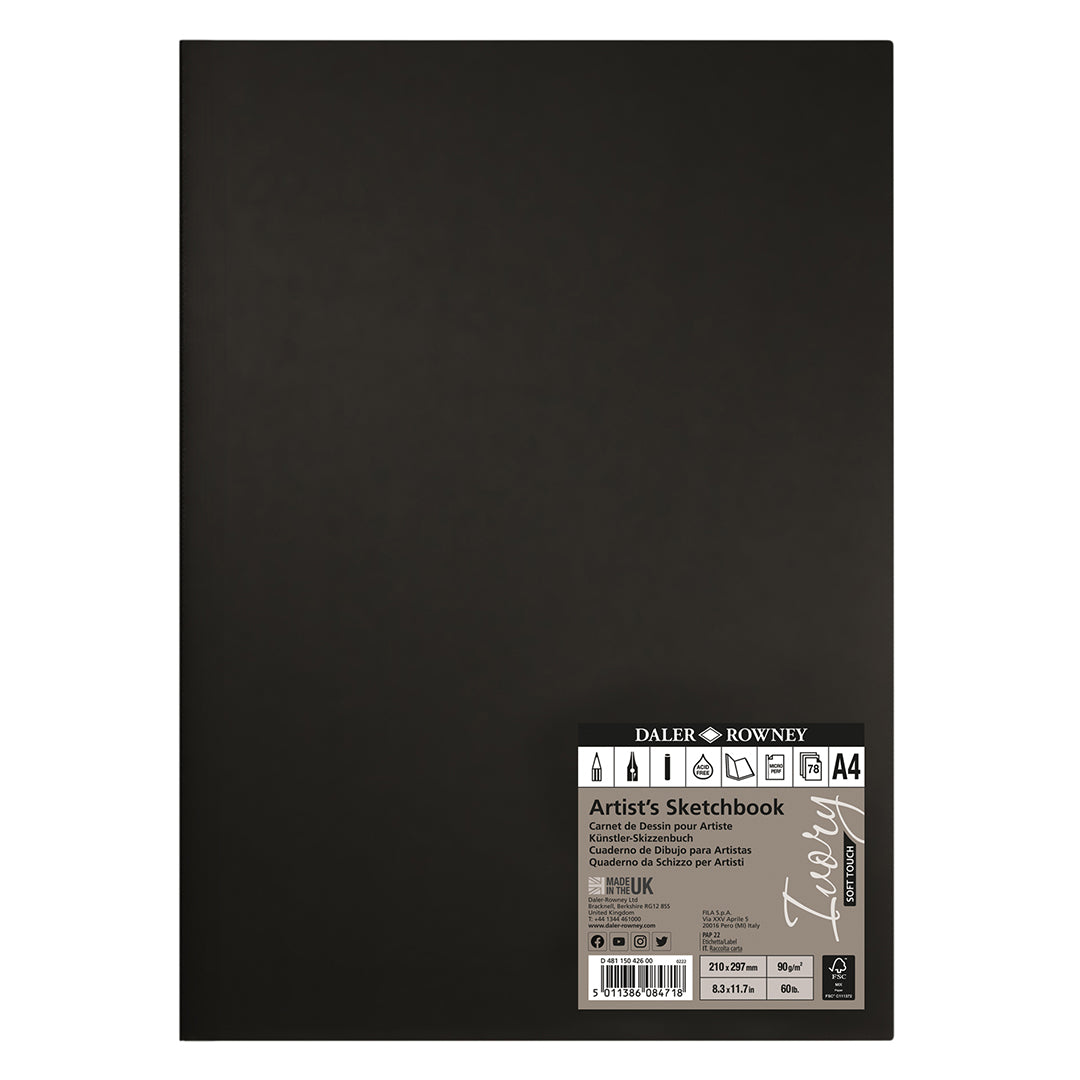 Daler-Rowney Ivory Soft Touch Softbound Sketchbook A4 Portrait 90G 78 Sheets