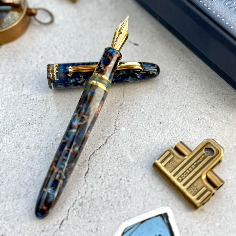 Esterbrook Estie Fountain Pen Nouveau Bleu with Gold Trim Custom Scribe Nib