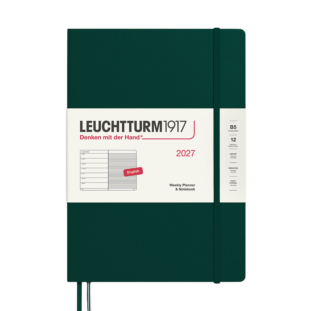 LEUCHTTURM1917 Weekly Planner & Notebook 2027 Hardcover Composition B5 Forest Green
