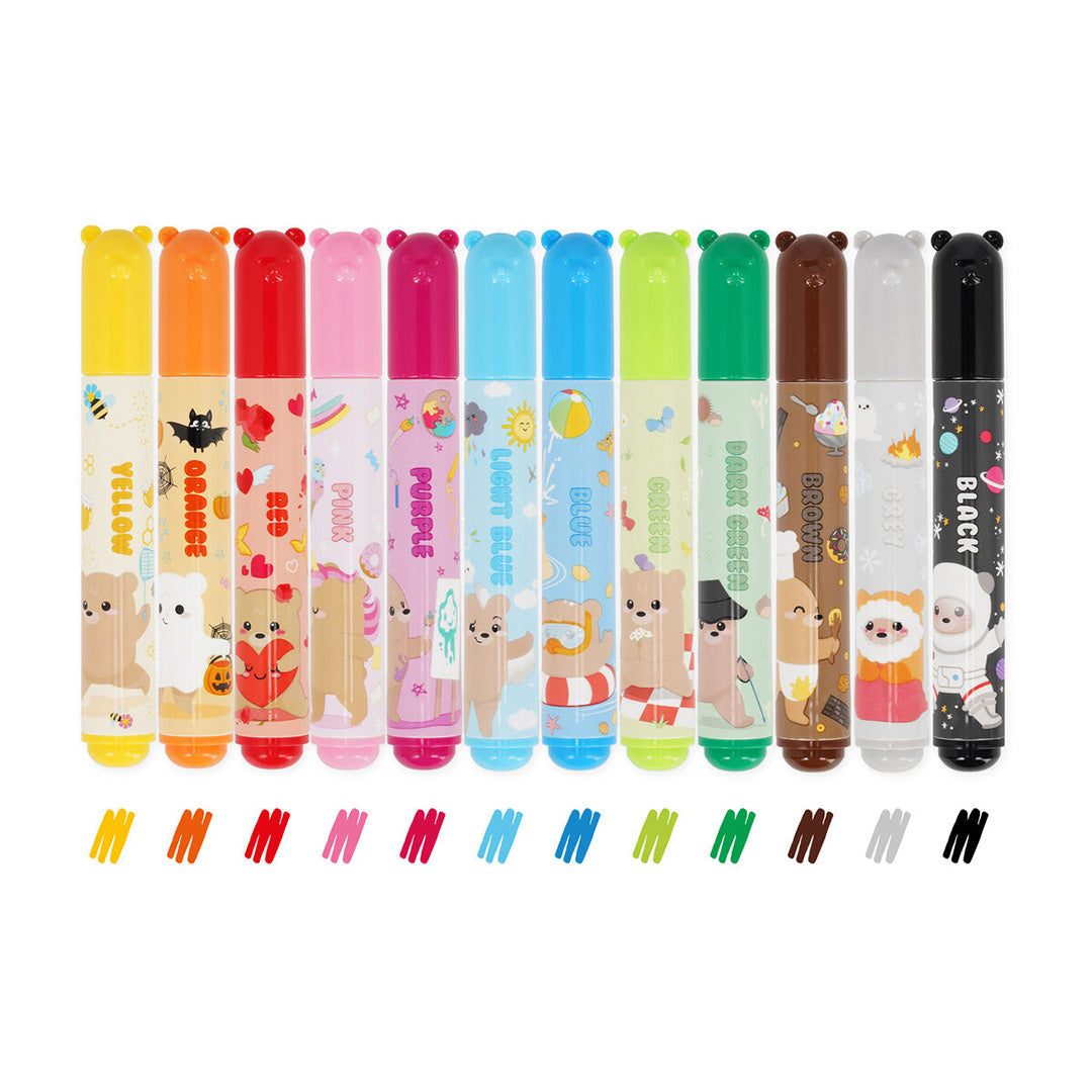 Legami Brush Markers Set of 12 Teddy Friends