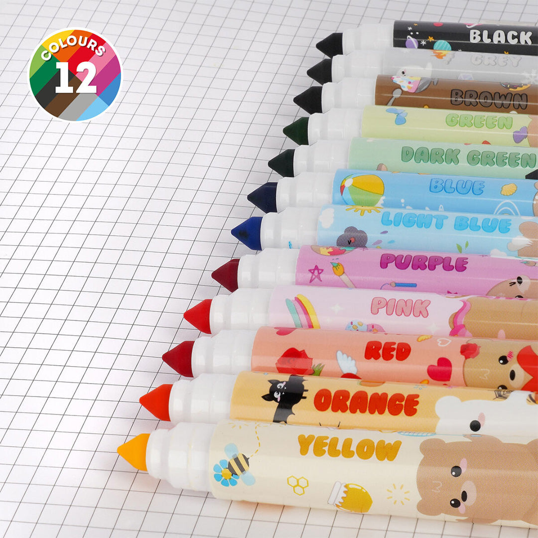 Legami Brush Markers Set of 12 Teddy Friends