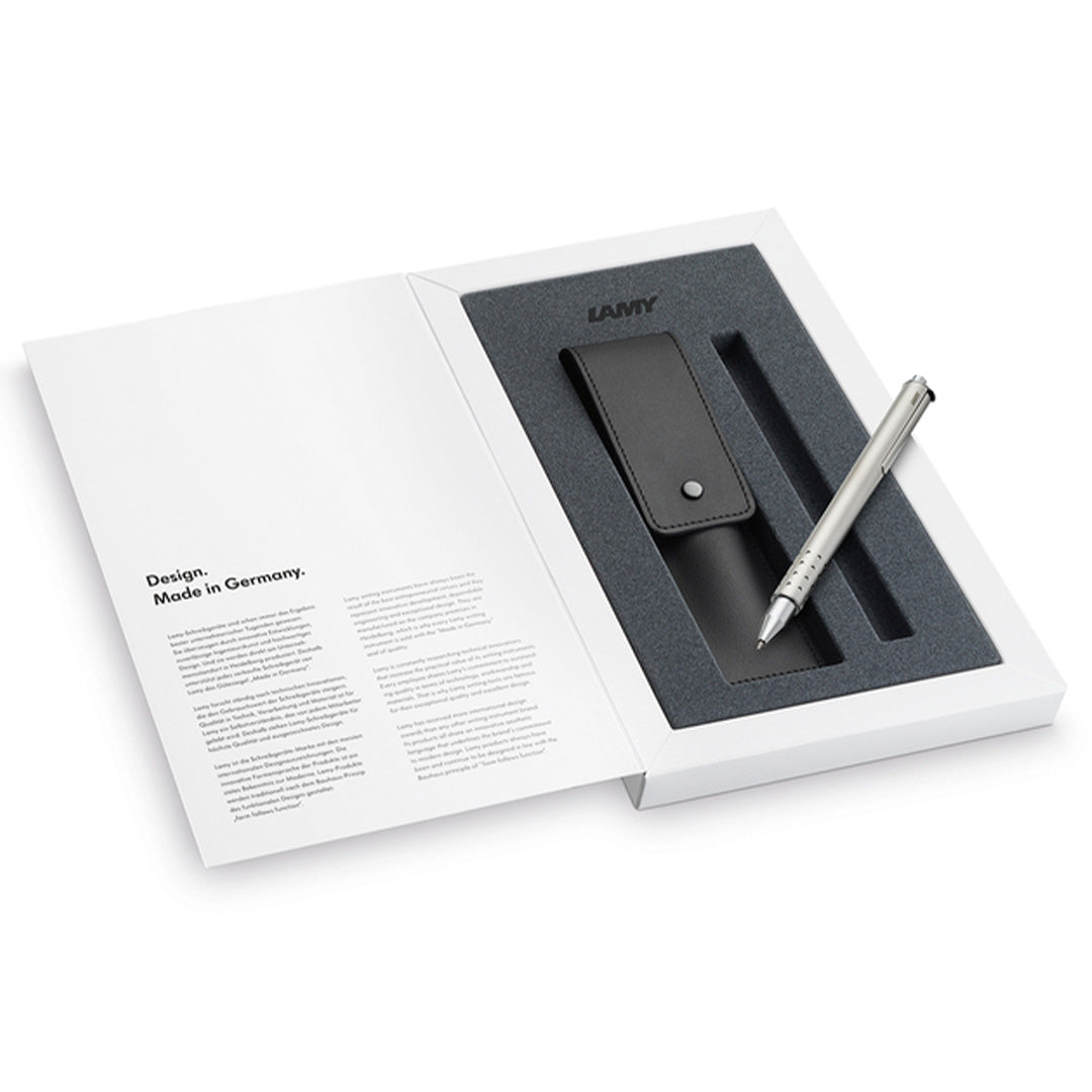 LAMY 330 TR swift Palladium Rollerball Pen and Leather Pouch set