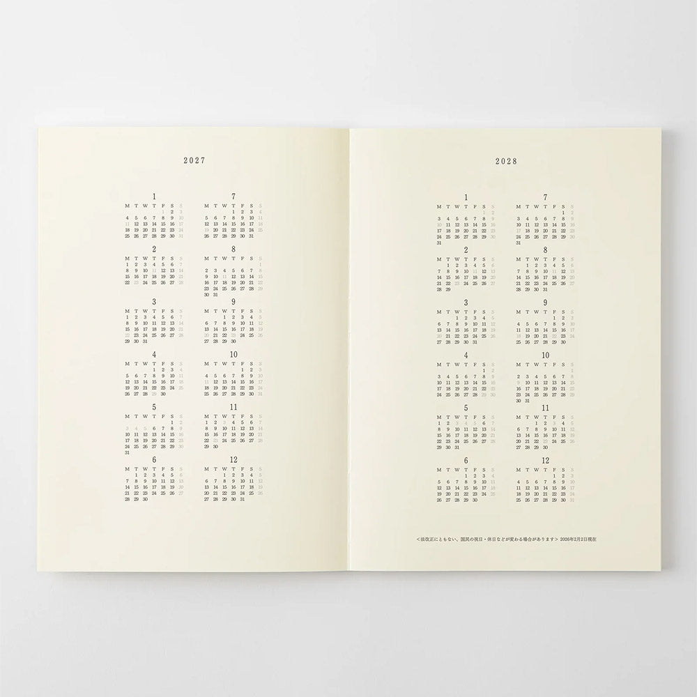 Midori Notebook Diary 2027 A5 Thin