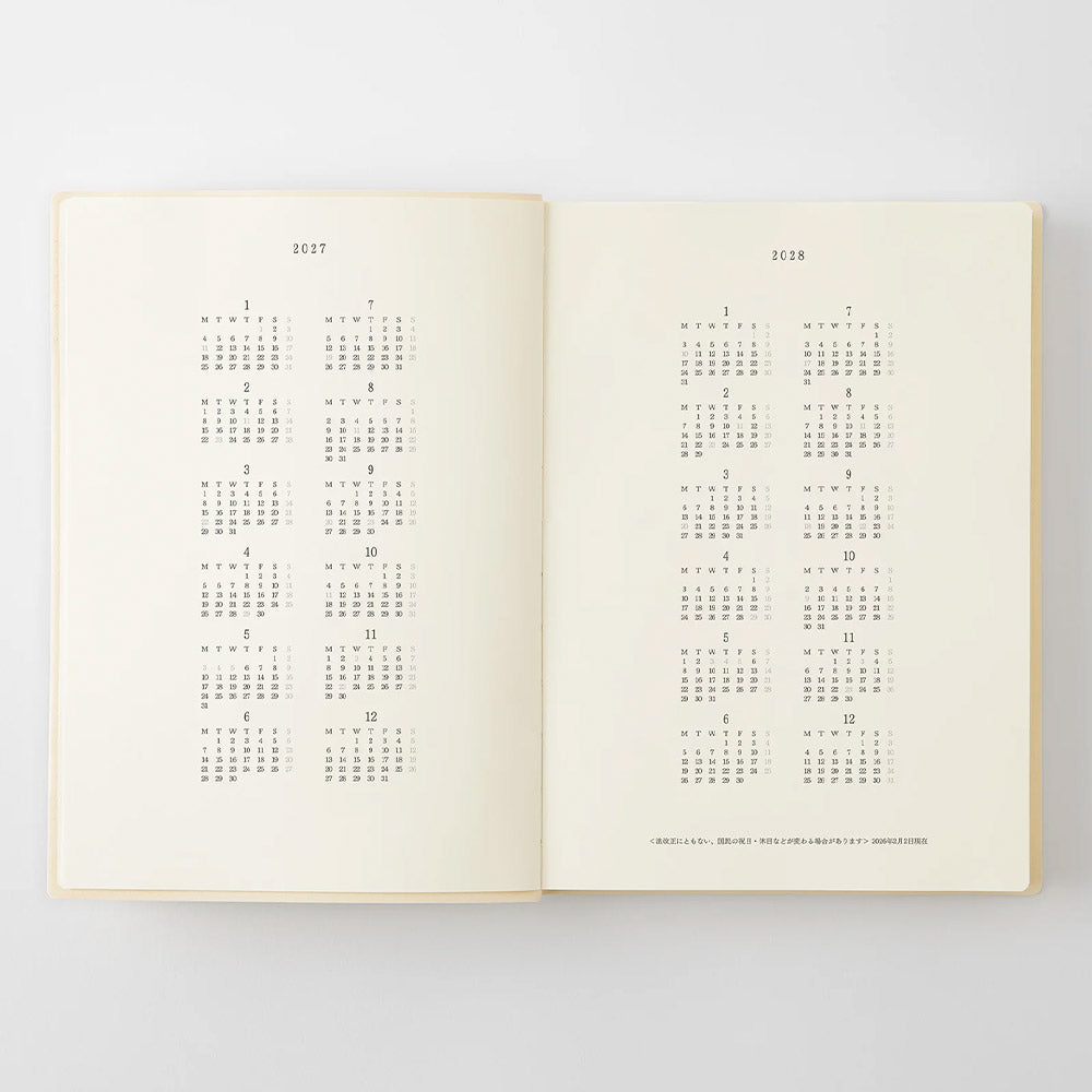 Midori Notebook Daily Diary 2027 A5