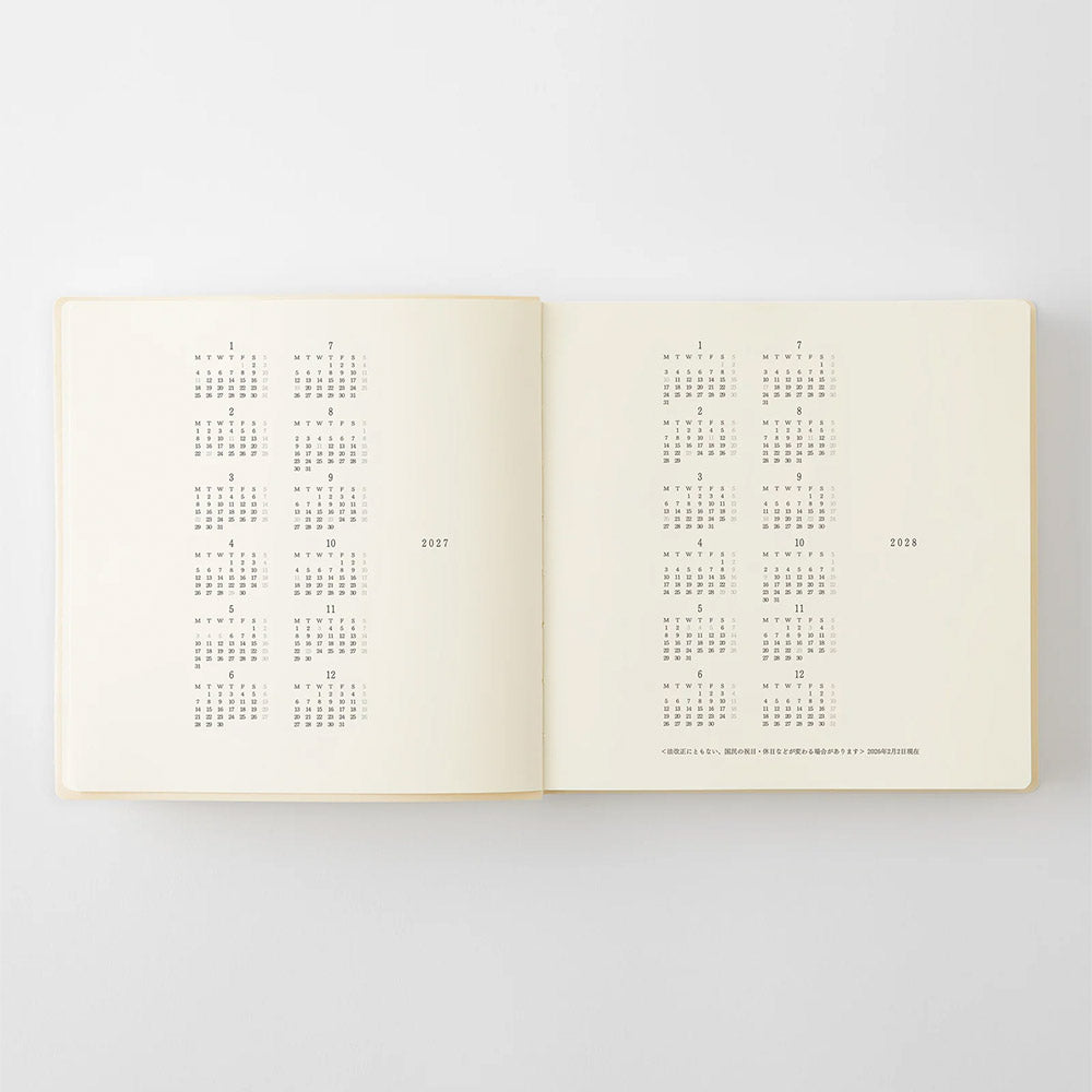 Midori Notebook Daily Diary 2027 A5 Squared