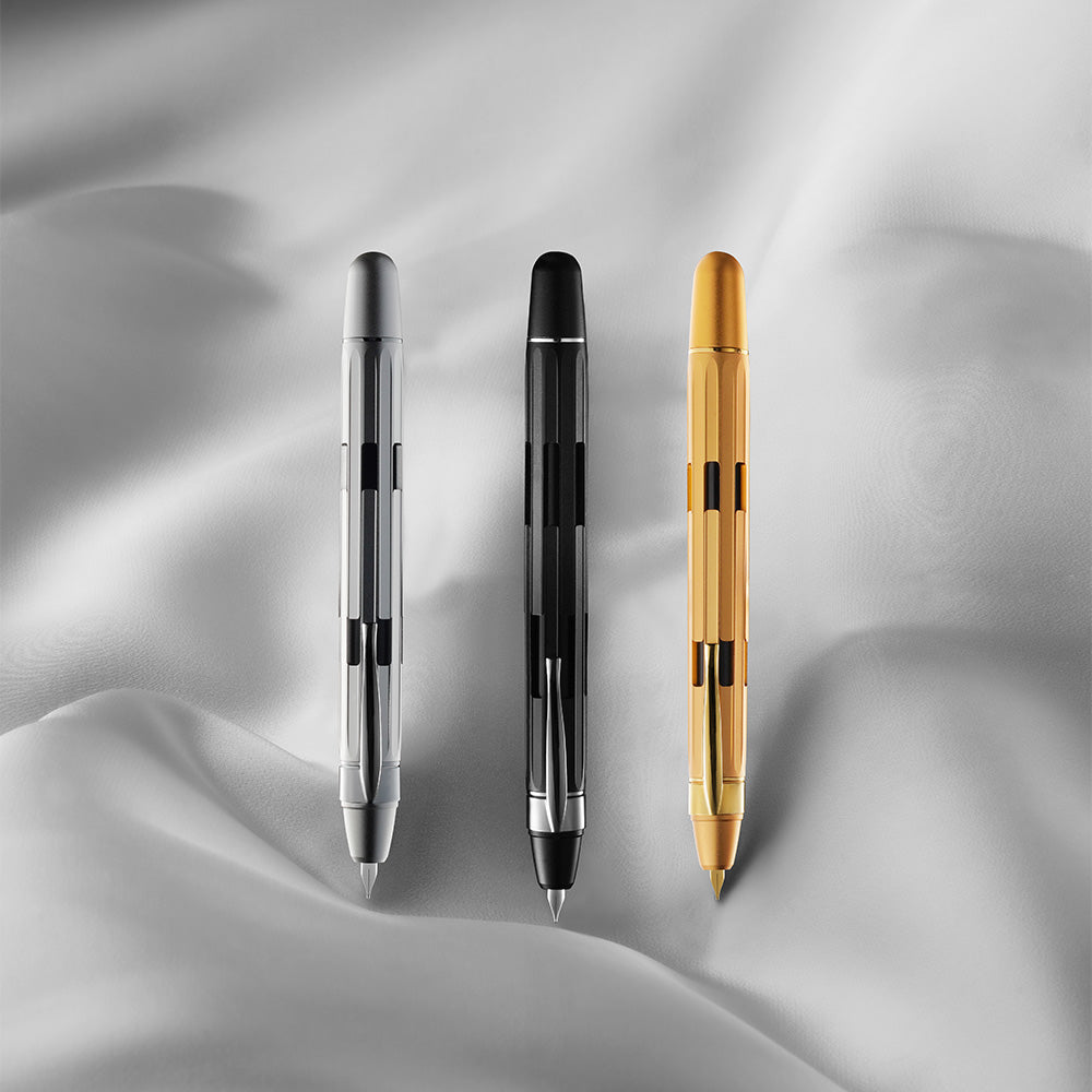 Nahvalur Eclipse Retractable Fountain Pen Black Silver