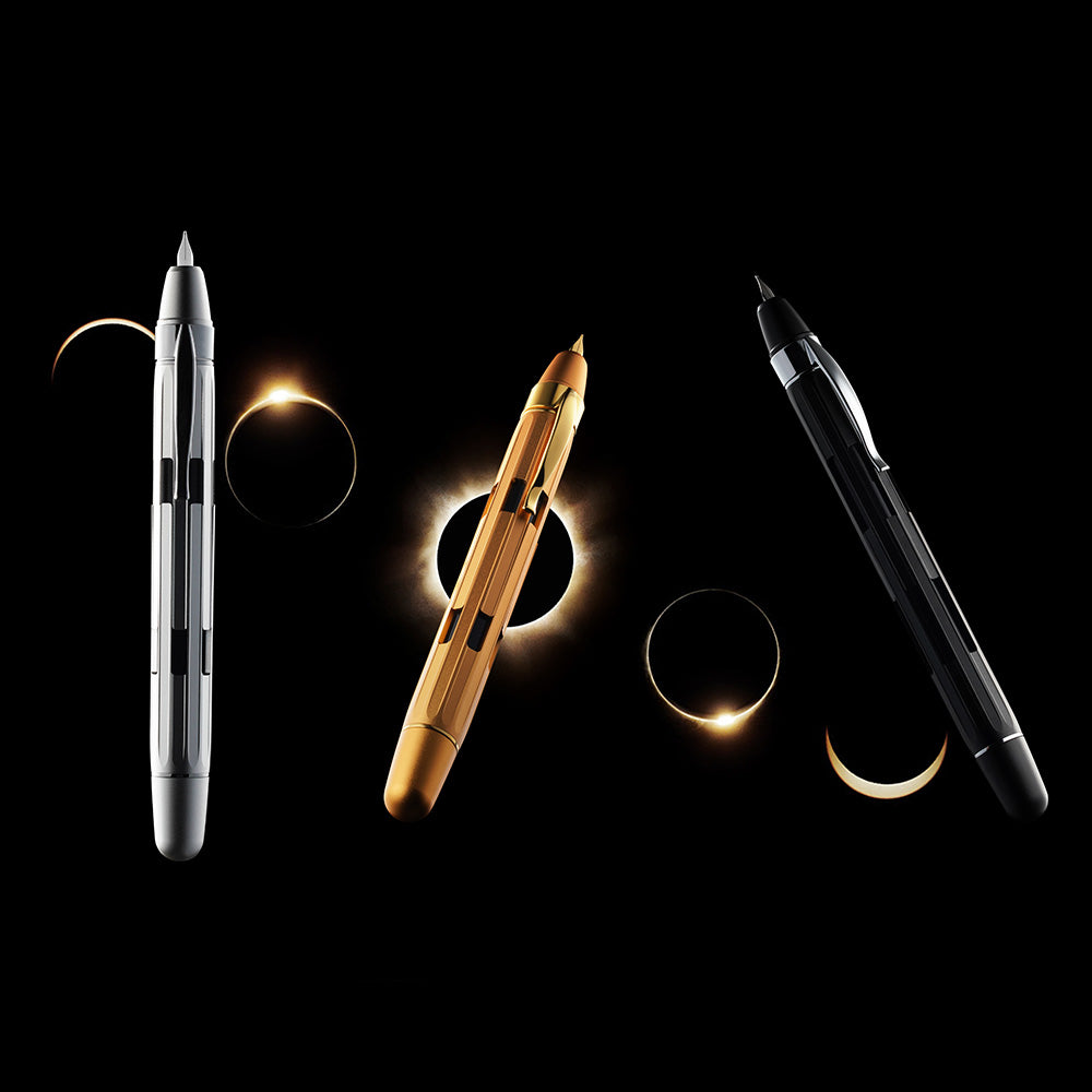 Nahvalur Eclipse Retractable Fountain Pen Black Silver