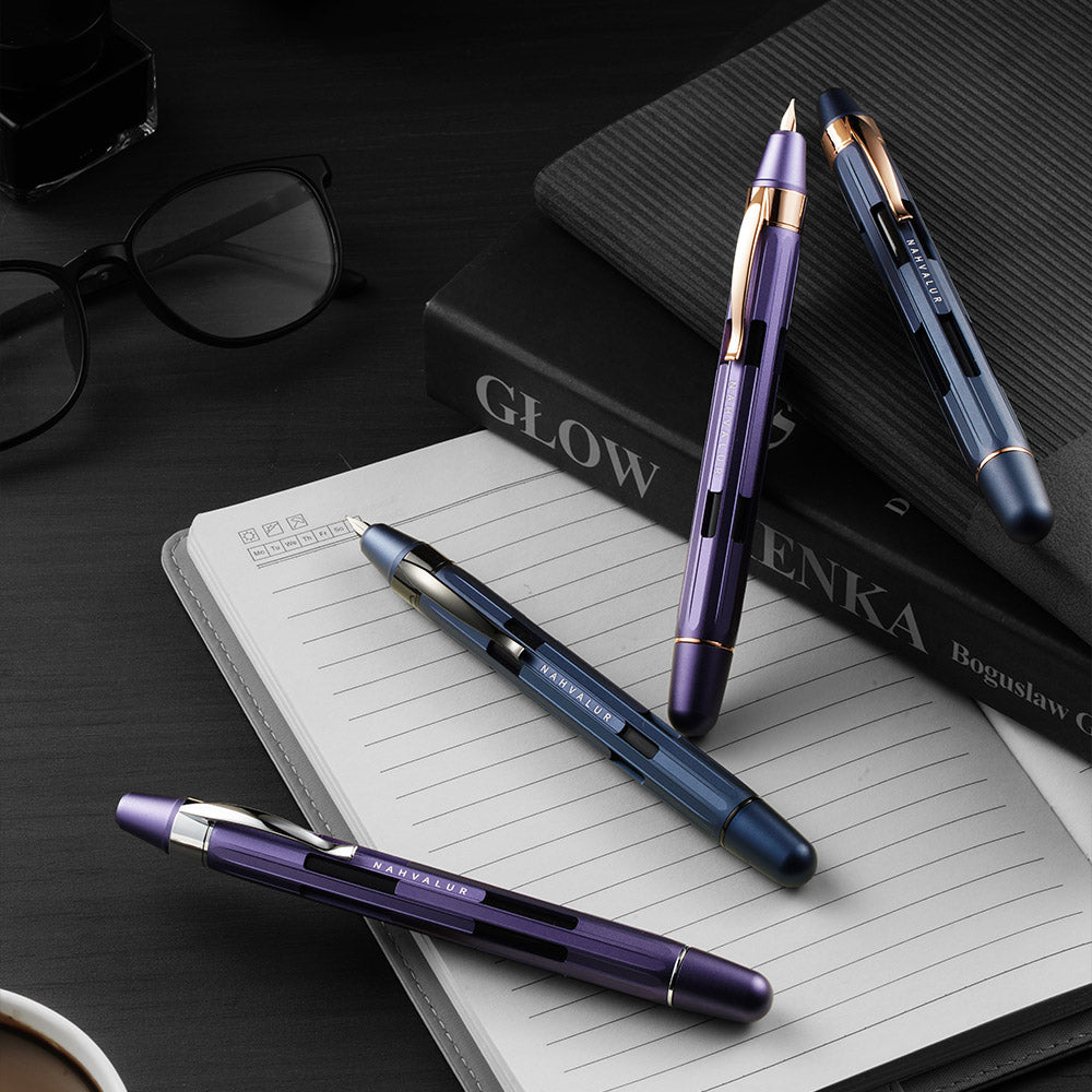 Nahvalur Eclipse Retractable Fountain Pen Cobalt Gold