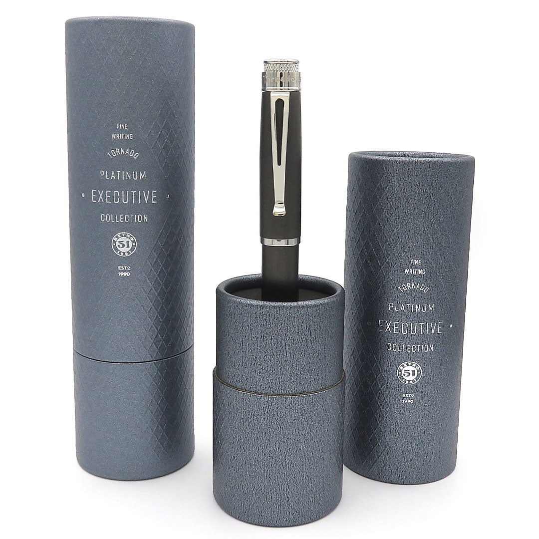 Retro 51 Tornado Black Nickel Platinum Rollerball Pen