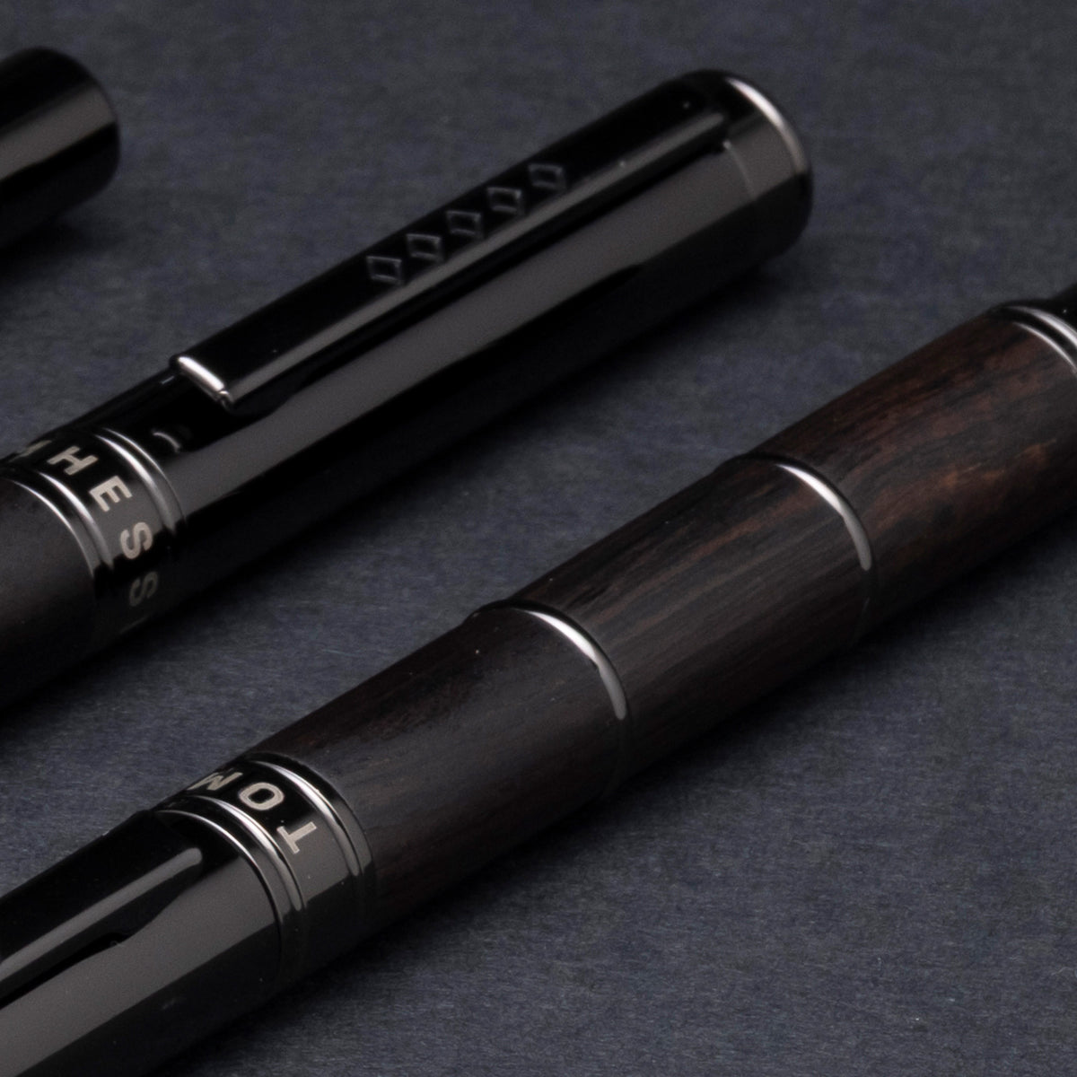 Tom Hessin Revolution Ballpoint Pen Charcoal Black Wood Barrel with Gunmetal Trim