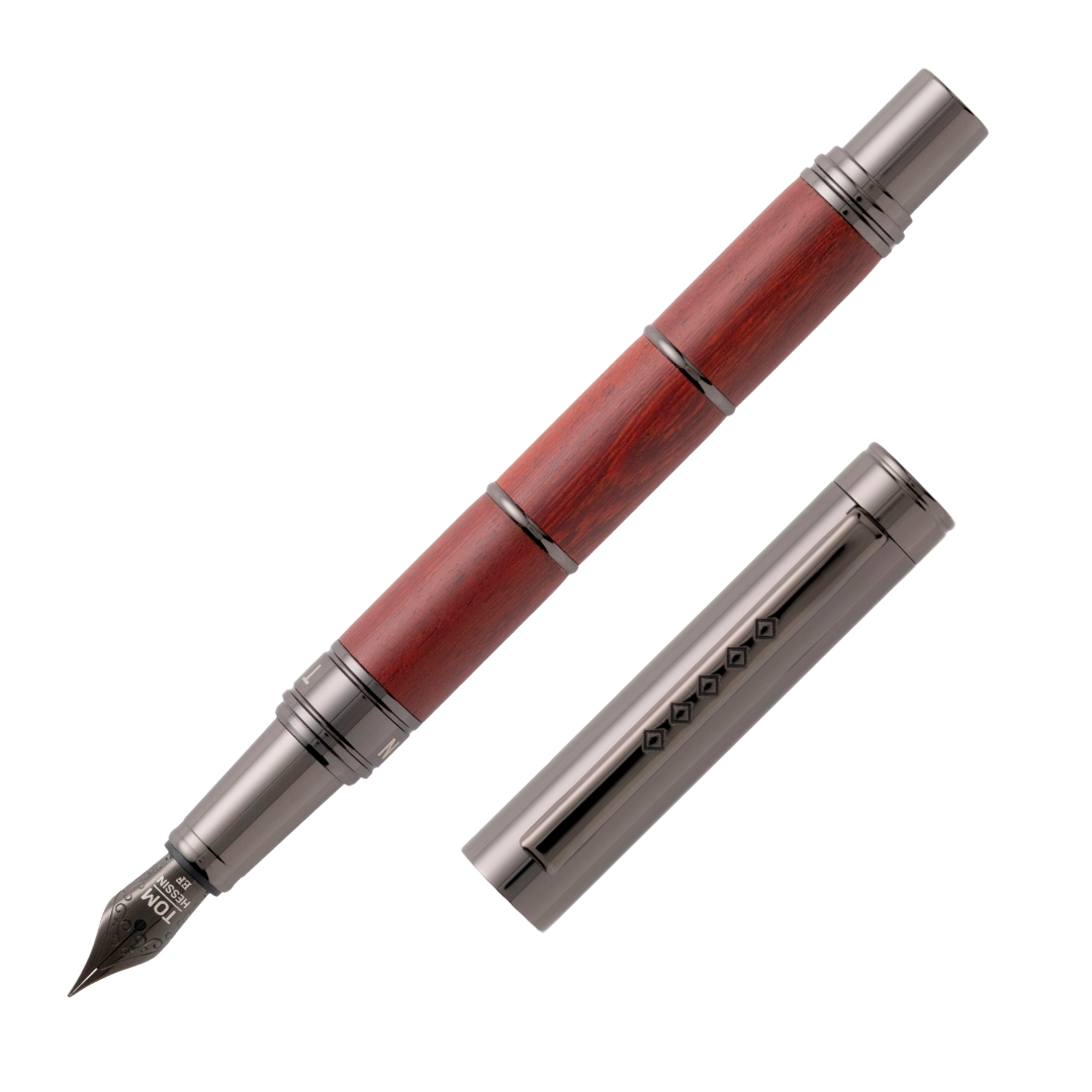 Tom Hessin Revolution Fountain Pen & Ballpoint Pen Set Ironbridge Wood Barrel with Gunmetal Trim