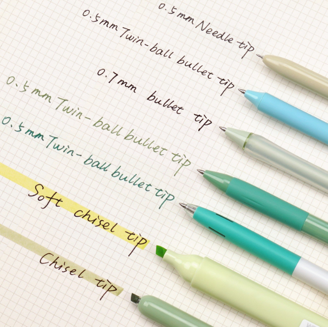 WRITECH 7 Piece Writing Set Green and Black
