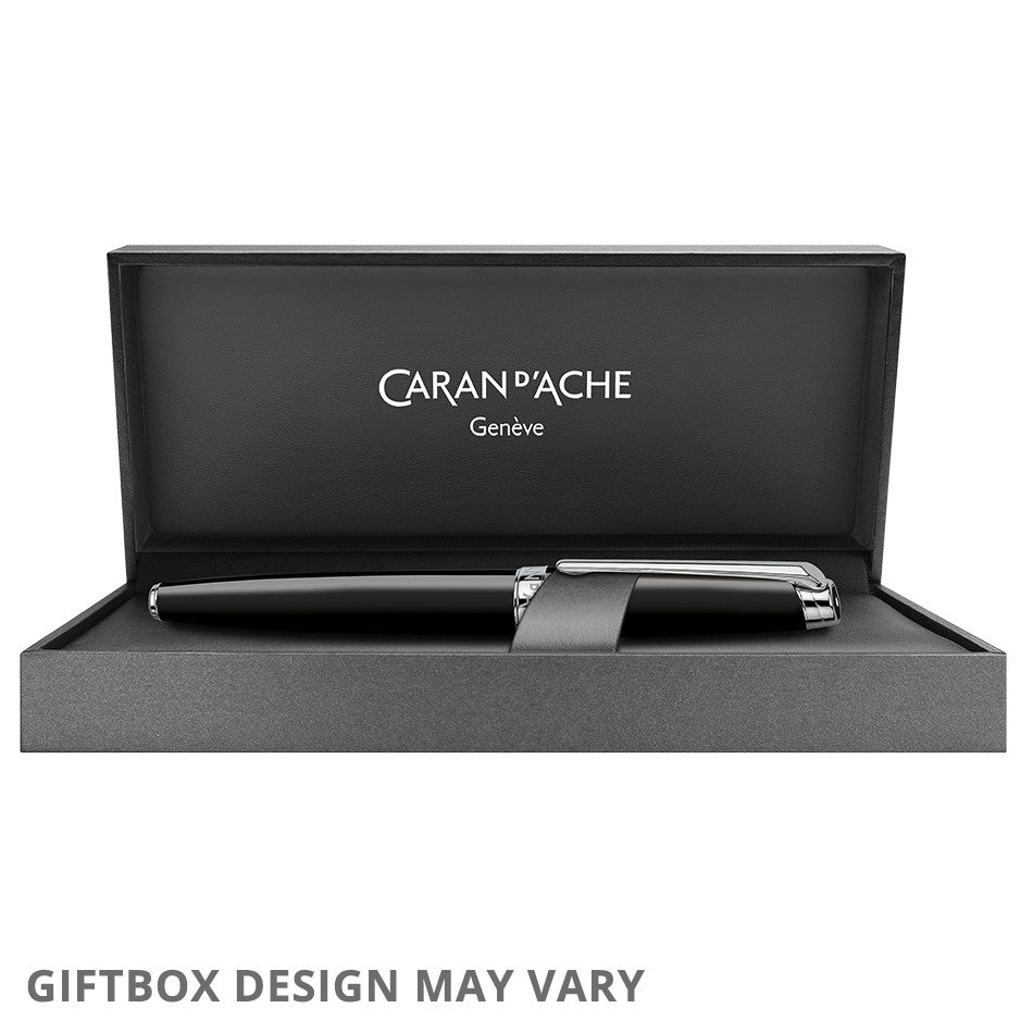Caran d'Ache Leman Ebony Fountain Pen Silver Trim by Caran d'Ache at Cult Pens