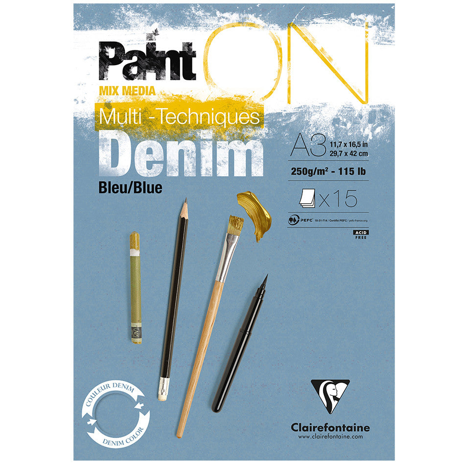 Clairefontaine Paint On Pad Denim Blue A3 by Clairefontaine at Cult Pens