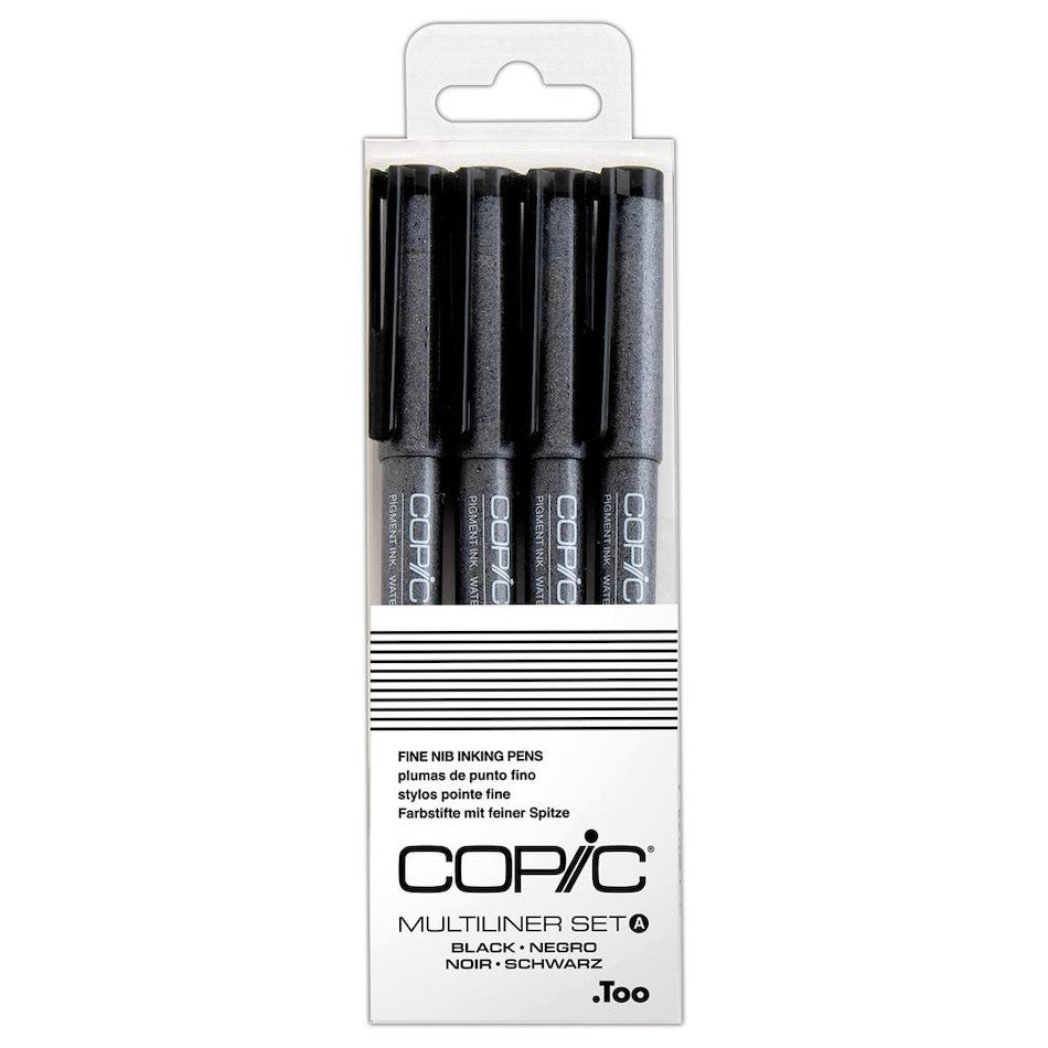 Copic MultiLiner Drawing Pen Set of 4 Black by Copic at Cult Pens