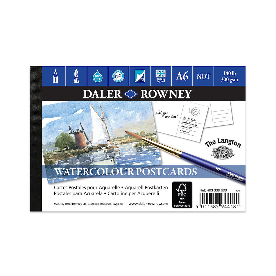Daler-Rowney Langton Watercolour Postcard Pad CP A6 by Daler-Rowney at Cult Pens