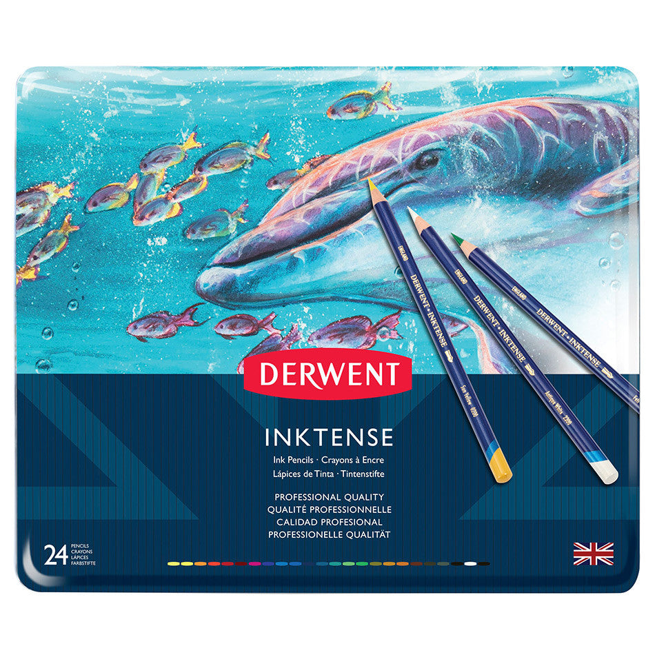 Derwent Inktense Coloured Pencils Tin of 24 by Derwent at Cult Pens