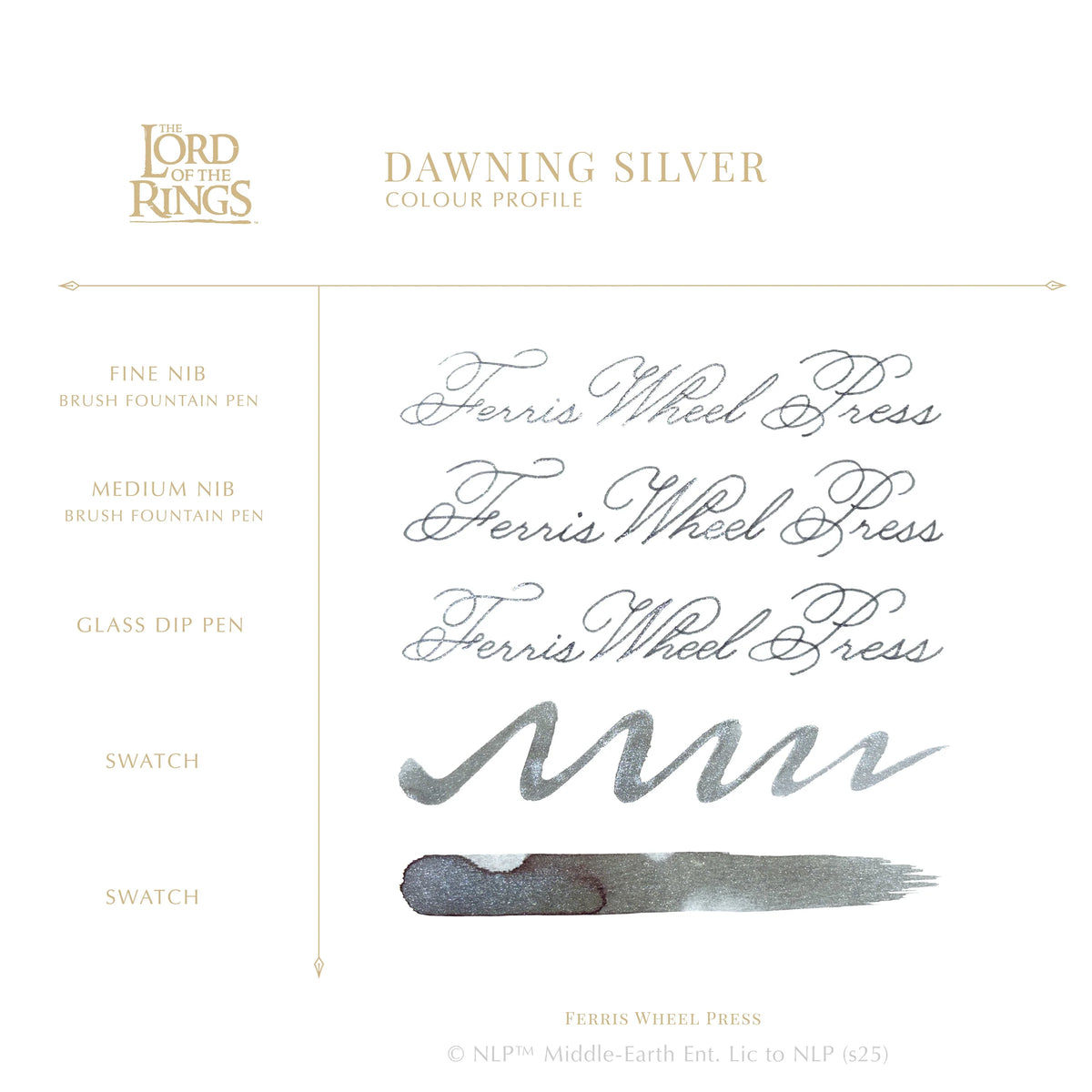 Ferris Wheel Press Lord of the Rings Fountain Pen Ink 28ml Dawning Silver