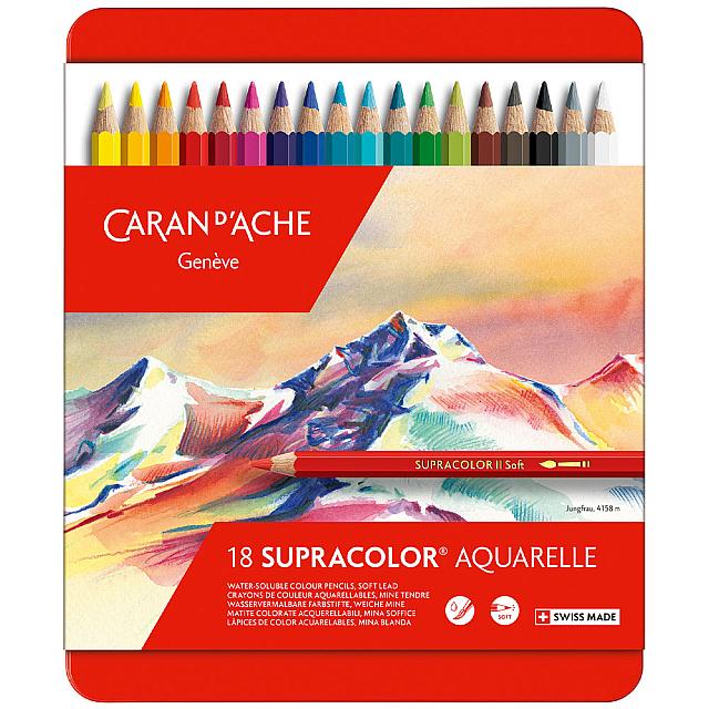 Caran d'Ache Supracolor Water Soluble Pencils Assorted Tin of 18 by Caran d'Ache at Cult Pens