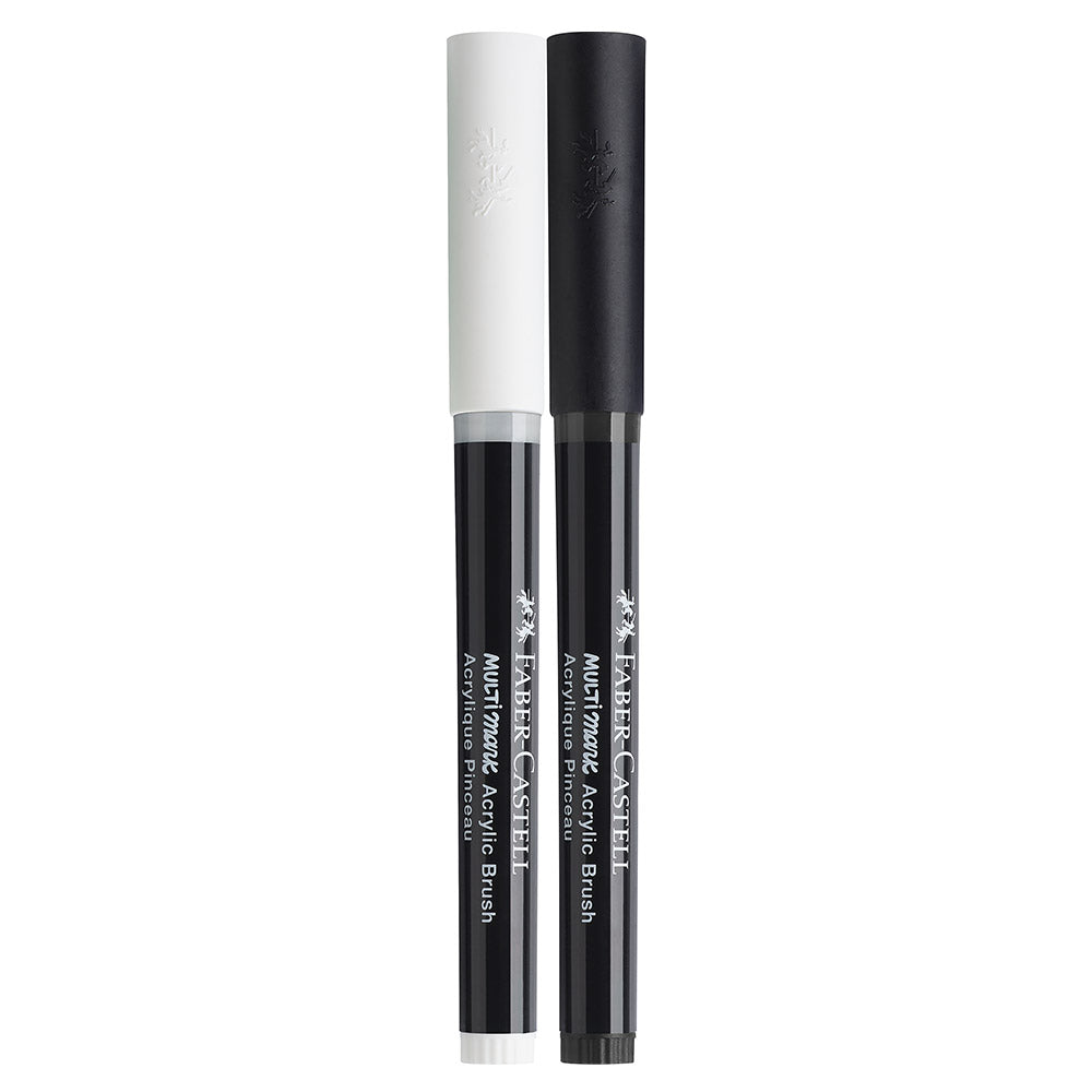 Faber-Castell Multimark Acrylic Brush Set of 2 Black and White