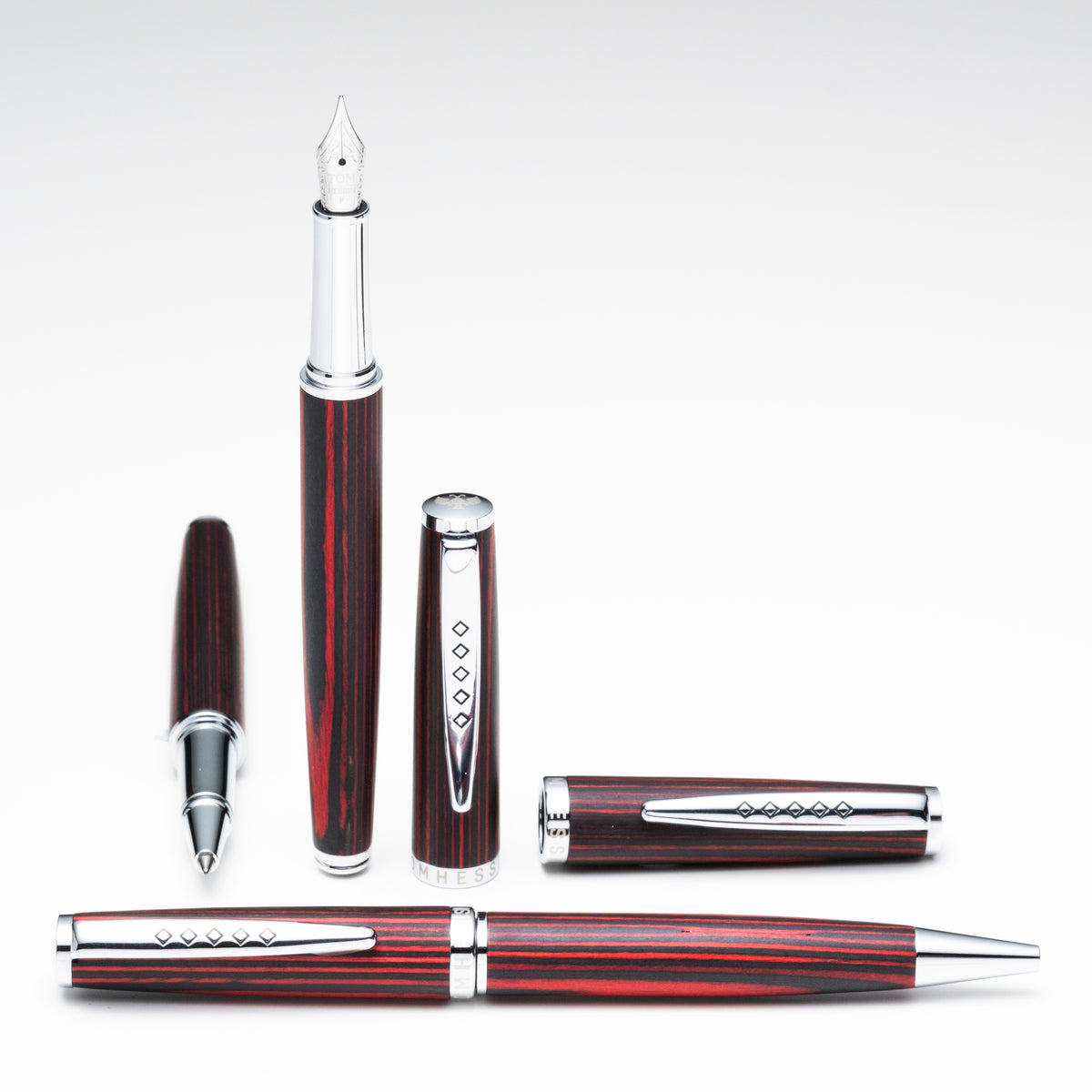 Tom Hessin Edinburgh Wooden Barrel Rollerball Pen Forth Bridge Red