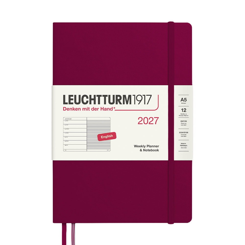 LEUCHTTURM1917 Weekly Planner & Notebook 2027 Hardcover Medium A5 Port Red