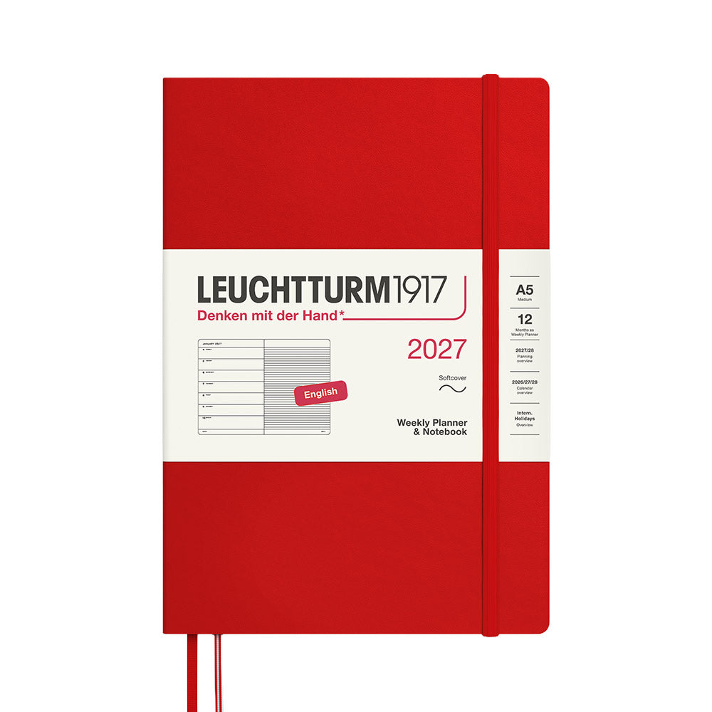 LEUCHTTURM1917 Weekly Planner & Notebook 2027 Softcover Medium A5 Cherry