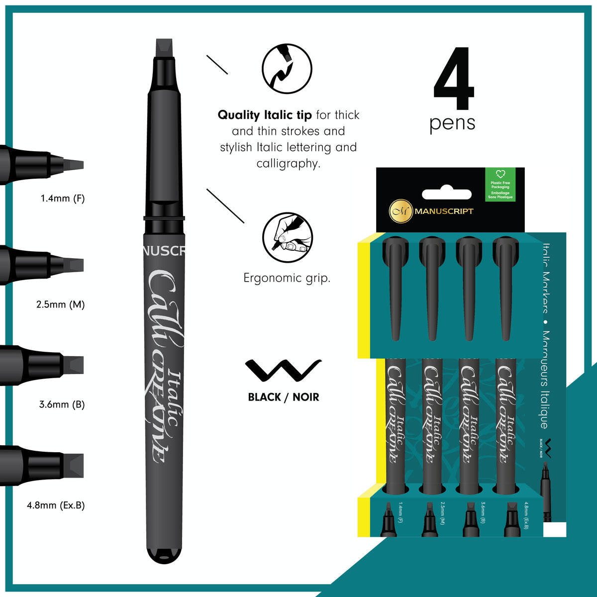 Manuscript Callicreative Italic Markers Set of 4