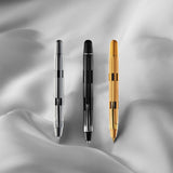 Nahvalur Eclipse Retractable Fountain Pen Black Silver