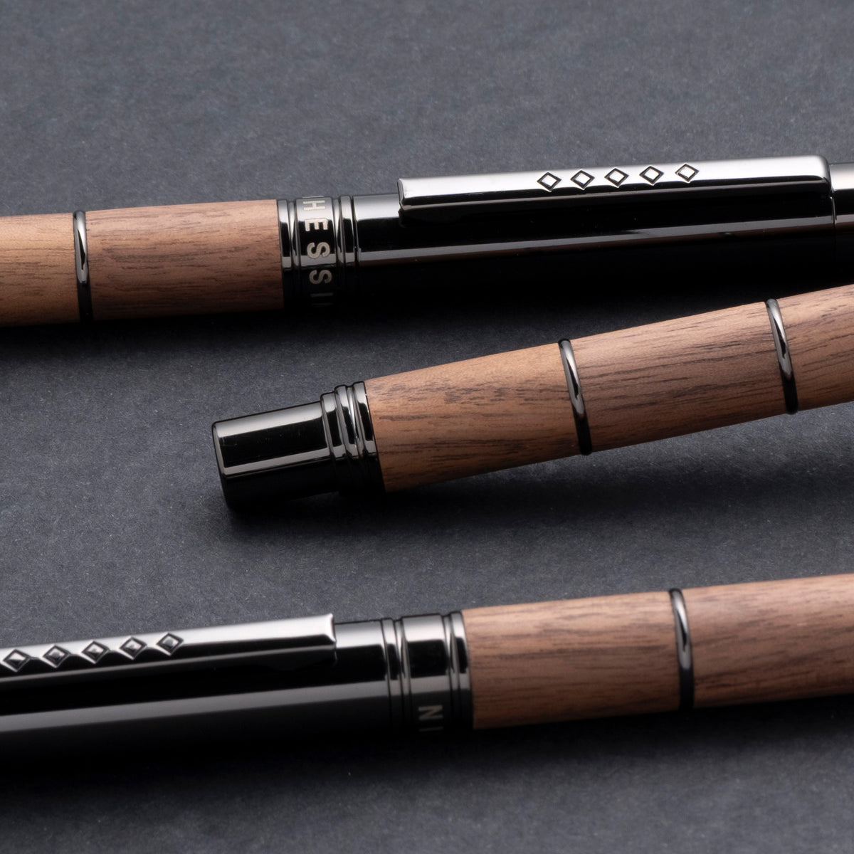 Tom Hessin Revolution Ballpoint Pen Rustic Wood Barrel with Gunmetal Trim