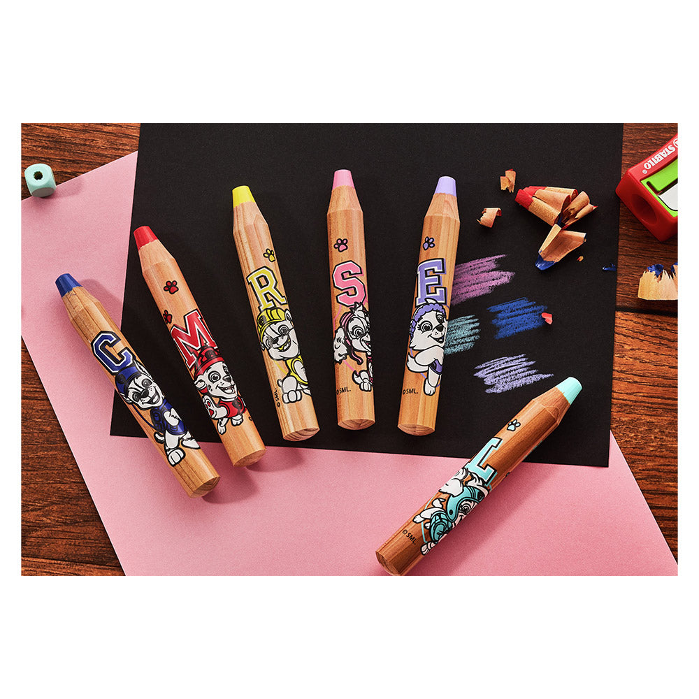 STABILO woody 3-in-1 PAW Patrol Set of 6 Assorted Colours with Sharpener