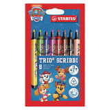 STABILO Trio Scribbi PAW Patrol Triangular Fibre Tip Pen Set of 8 Assorted Colours