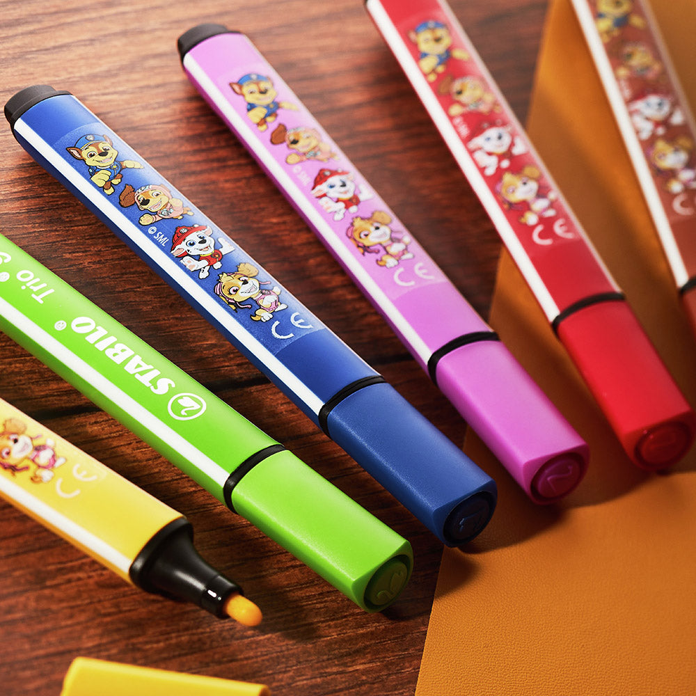 STABILO Trio Scribbi PAW Patrol Triangular Fibre Tip Pen Set of 8 Assorted Colours
