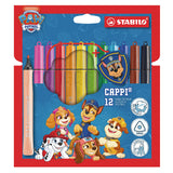 STABILO Cappi PAW Patrol Fibre-Tip Pen Set of 12 Assorted Colours with 1 Cap-Ring