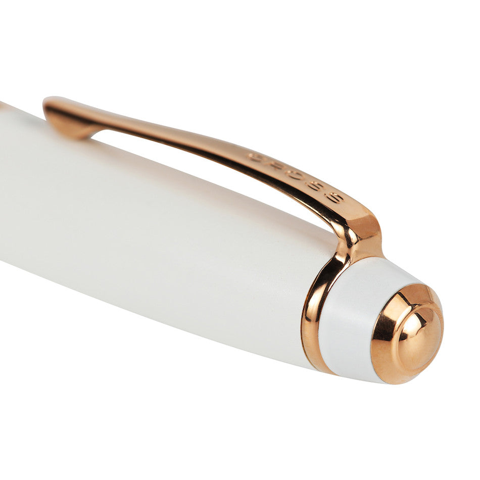 Cross Bailey Ballpoint Pen White Lacquer with Rose Gold Trim by Cross at Cult Pens
