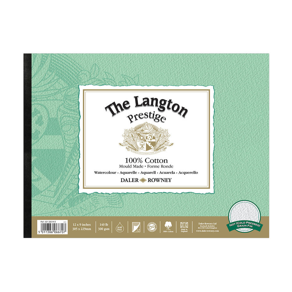Daler-Rowney Langton Prestige Watercolour Pad CP 12x9 by Daler-Rowney at Cult Pens