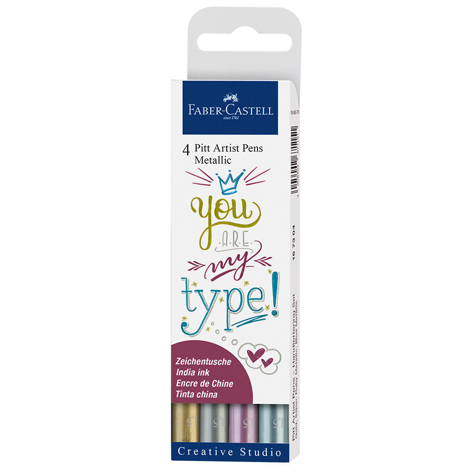 Faber-Castell Pitt Artist Pen Metallic Set of 4 Assorted by Faber-Castell at Cult Pens