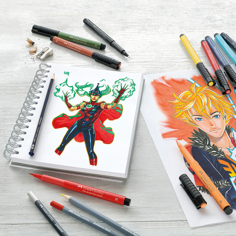 Faber-Castell Pitt Artist Pen Mangaka Black Set of 6 by Faber-Castell at Cult Pens