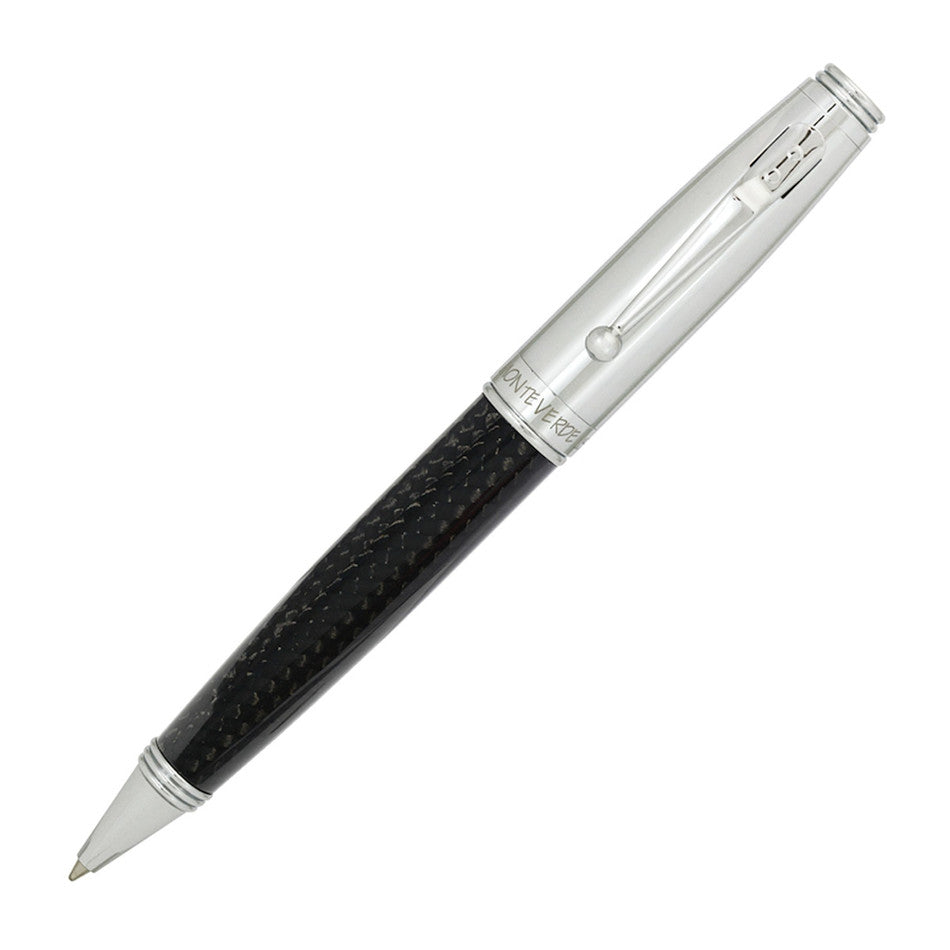 Monteverde Invincia Ballpoint Pen Chrome Carbon Fibre by Monteverde at Cult Pens