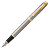 Parker IM Fountain Pen Brushed Metal with Gold Trim by Parker at Cult Pens