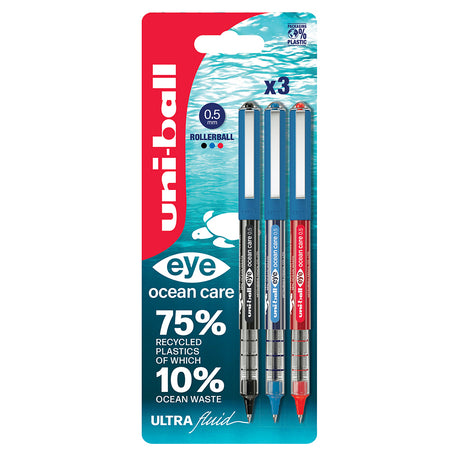 Uni-Ball Eye Ocean Care UB-157 Rollerball Pen Set of 3 by uni-ball at Cult Pens